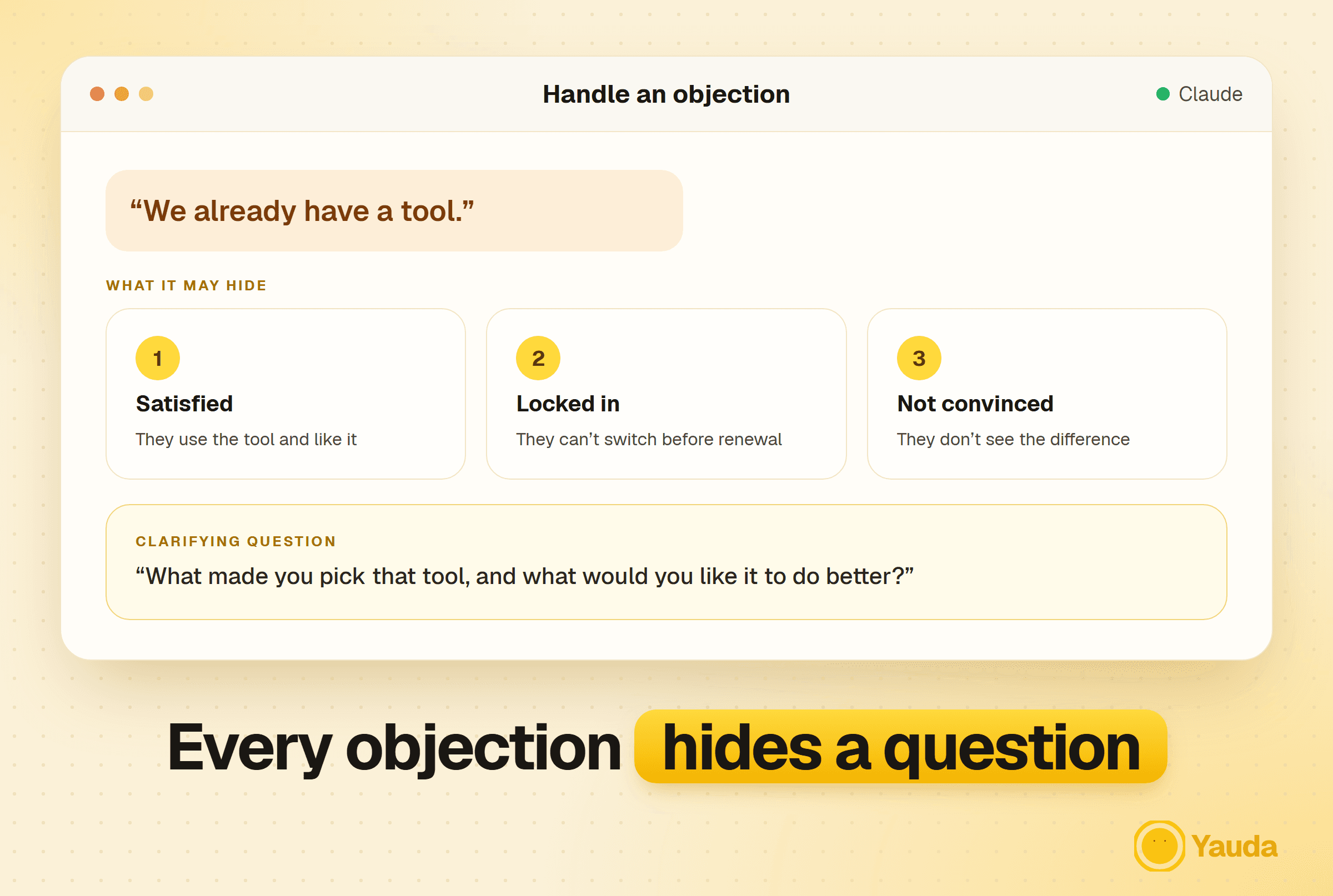 One objection, three hypotheses and a clarifying question